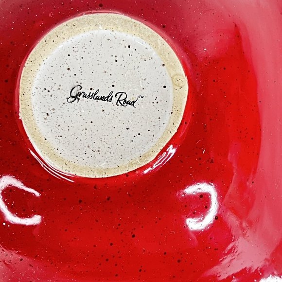 Grasslands Road Pottery Snowman Bowl Hats Winter Christmas Holiday Speckled Red - Picture 9 of 9